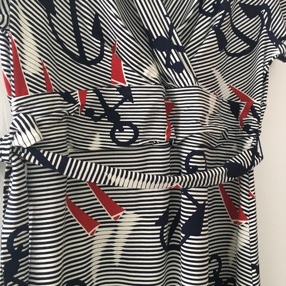 New Talbot’s Nautical Print Faux Wrap Dress - Picture 3 of 7
